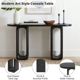 Art Sculptural Console Table With Oval Cutout Legs - Black