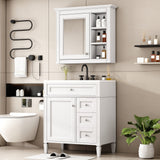 Bathroom Vanity With Top Sink, 2 Doors And 3 Drawers, Freestanding Set With Mirror Cabinet