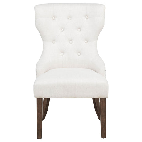 Baney Fabric Upholstered Dining Side Chair Cream/Dark Oak