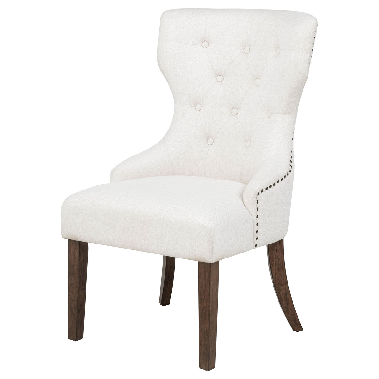 Baney Fabric Upholstered Dining Side Chair Cream/Dark Oak