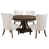 Ridgewell 5-Piece Round Pedestal Dining Set in Dark Oak