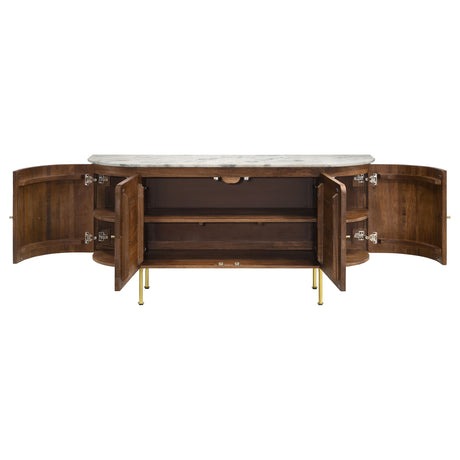 Ortega 4-Door Marble Top Sideboard Buffet Cabinet
