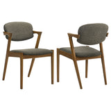 Malone Padded Wood Dining Arm Chair Dark Walnut Set of 2