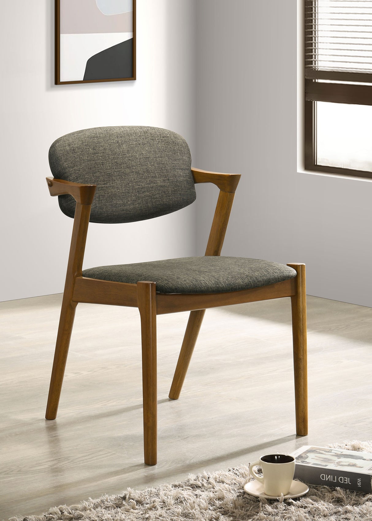 Malone Padded Wood Dining Arm Chair Dark Walnut Set of 2