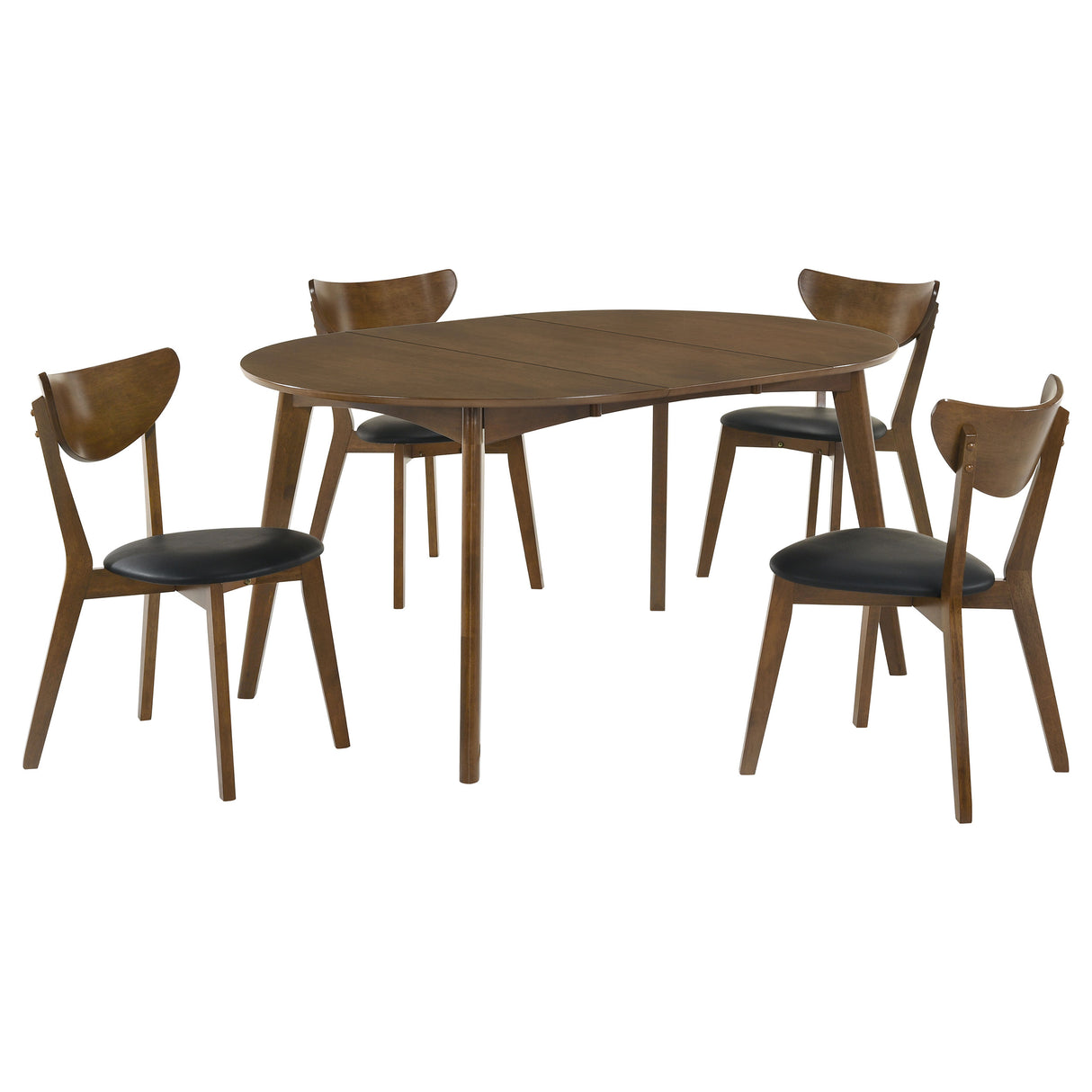 Jedda 5-Piece Oval Dining Table Set Dark Walnut