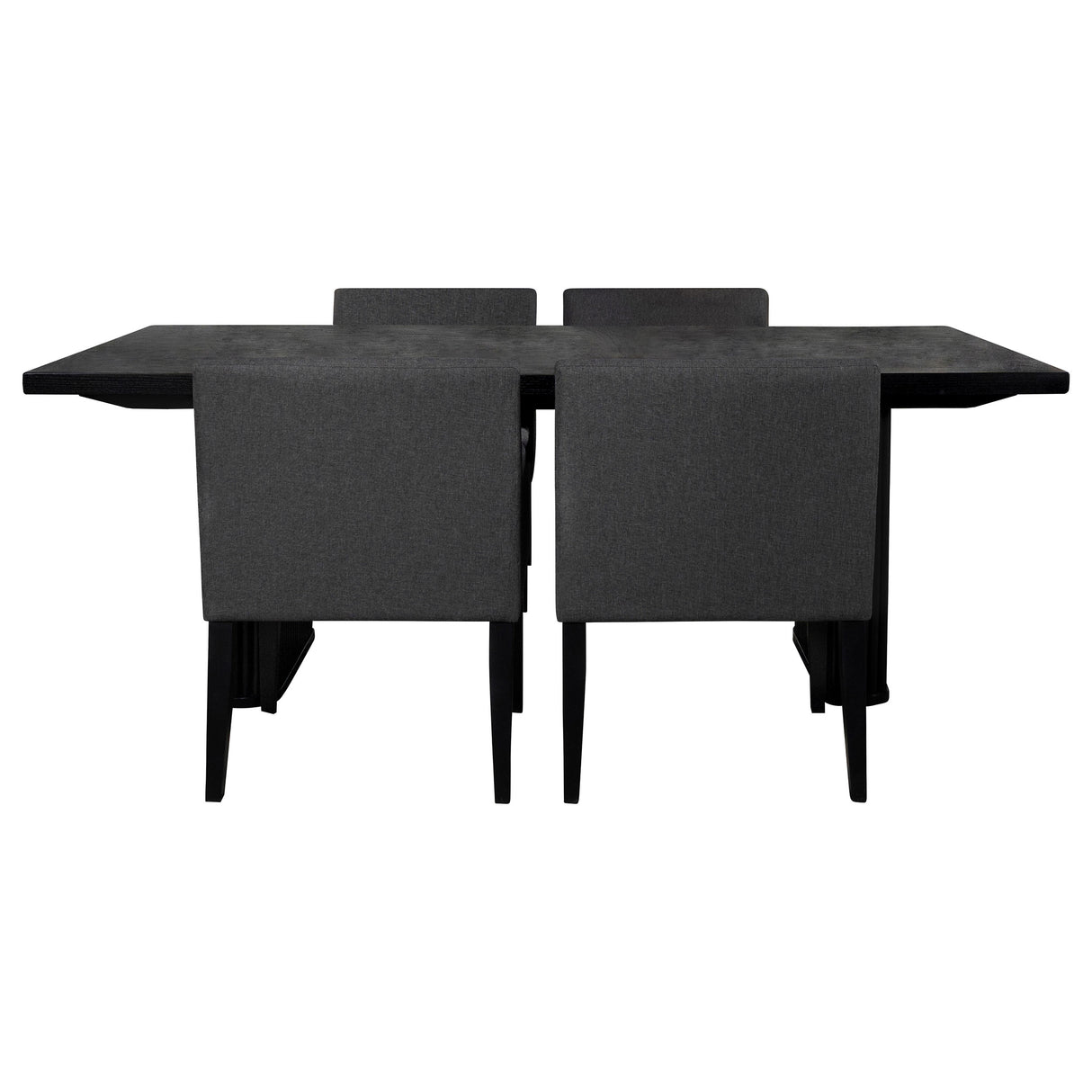 Catherine 5-Piece Black Dining Table Set with Grey Chairs