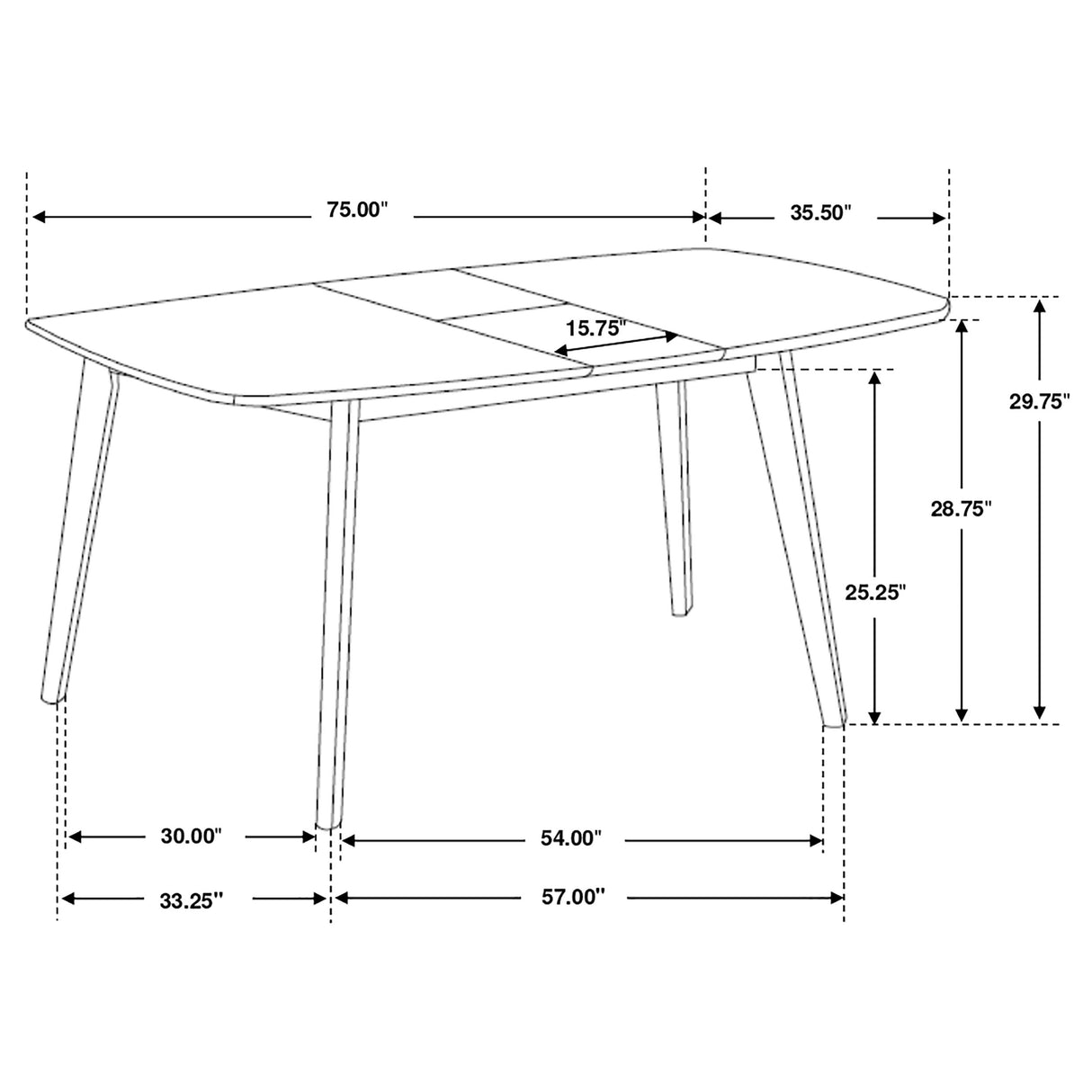 Redbridge 75-Inch Extension Dining Table Natural Walnut