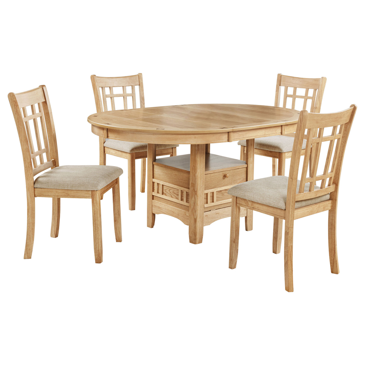 Lavon 5-Piece Oval Extension Dining Set Light Oak