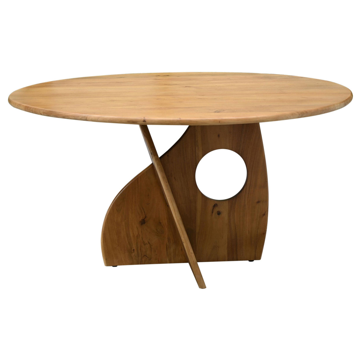 Round Solid Acacia Wood Dining Table in Natural Finish