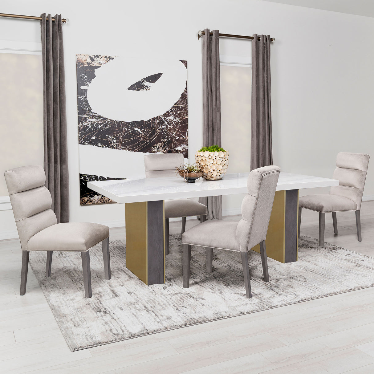 Carla Velvet Upholstered Dining Side Chair Stone