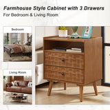 Nightstand With Charging Station, 2 Drawer Bedside Table With Shelf And USB / AC Ports