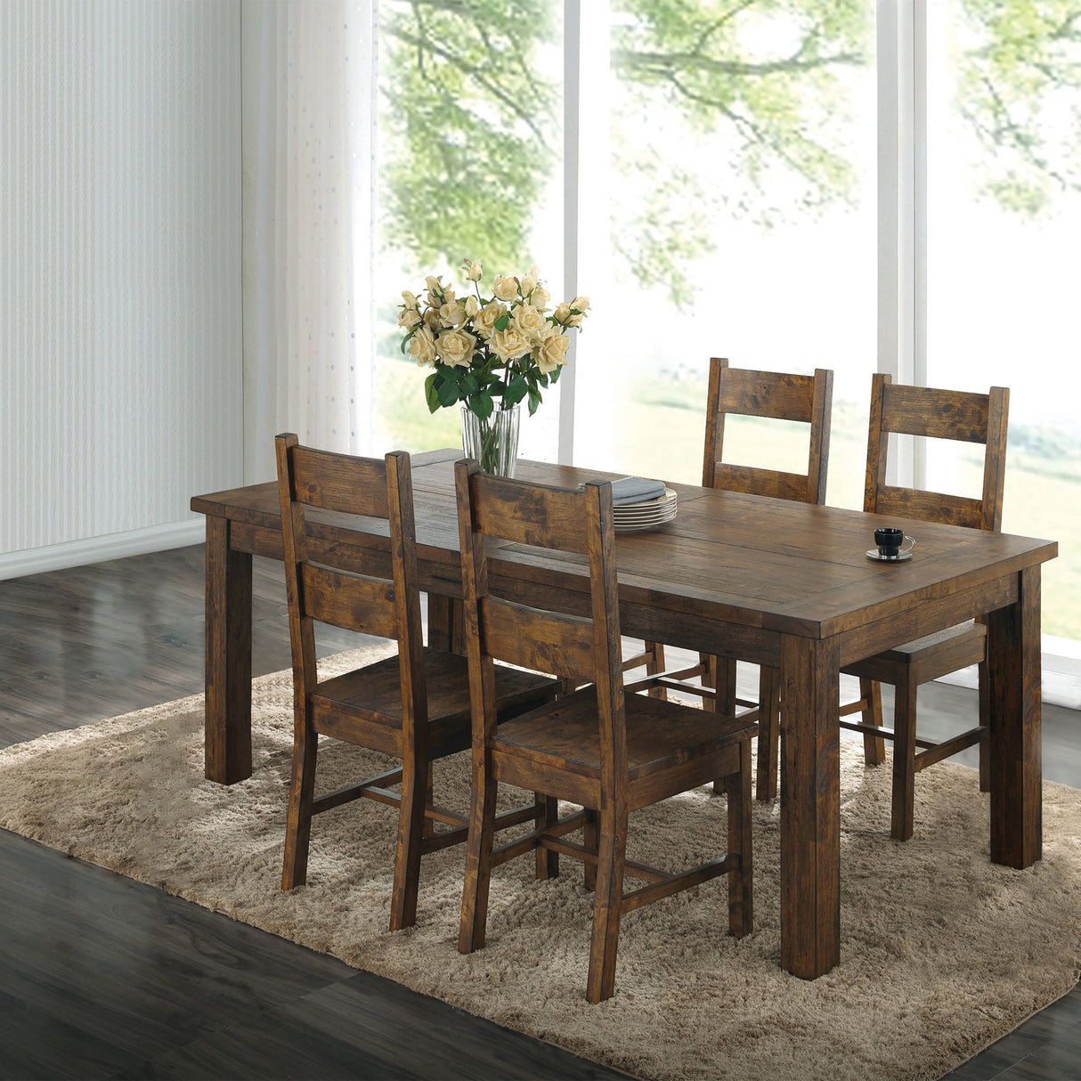Coleman 5-Piece Rustic Golden Brown Dining Set