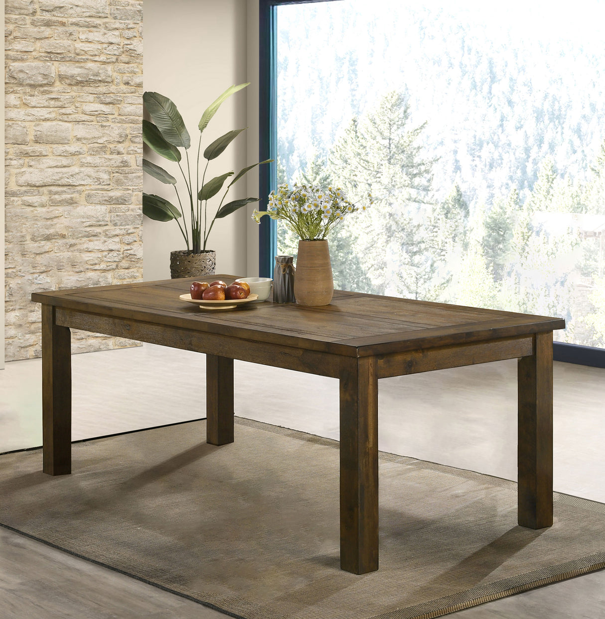 Coleman Rectangular 79-inch Dining Table, Rustic Golden Brown