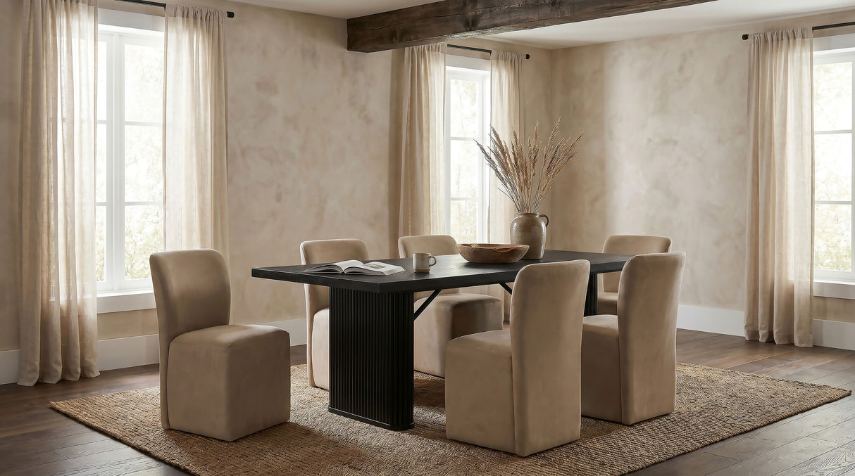 Jaelynn Tan Upholstered Parsons Dining Chair with Casters, Set of 2