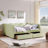 Gingham Daybed With USB Charging Port, Wave-Shaped Design