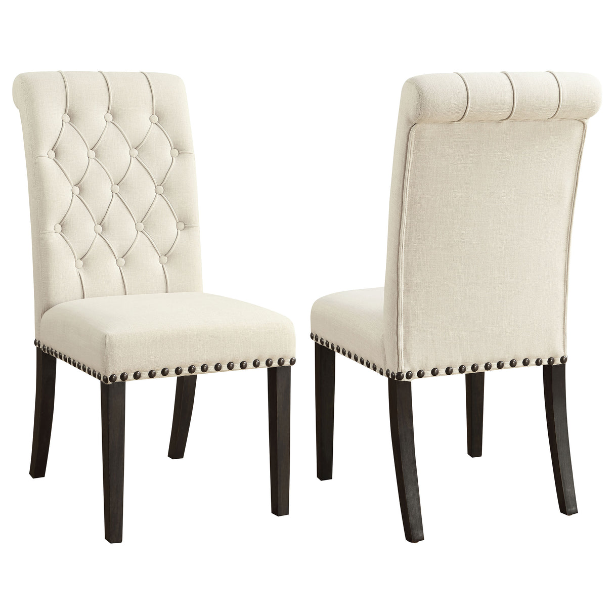 Alana Upholstered Dining Side Chair, Beige and Smokey Black