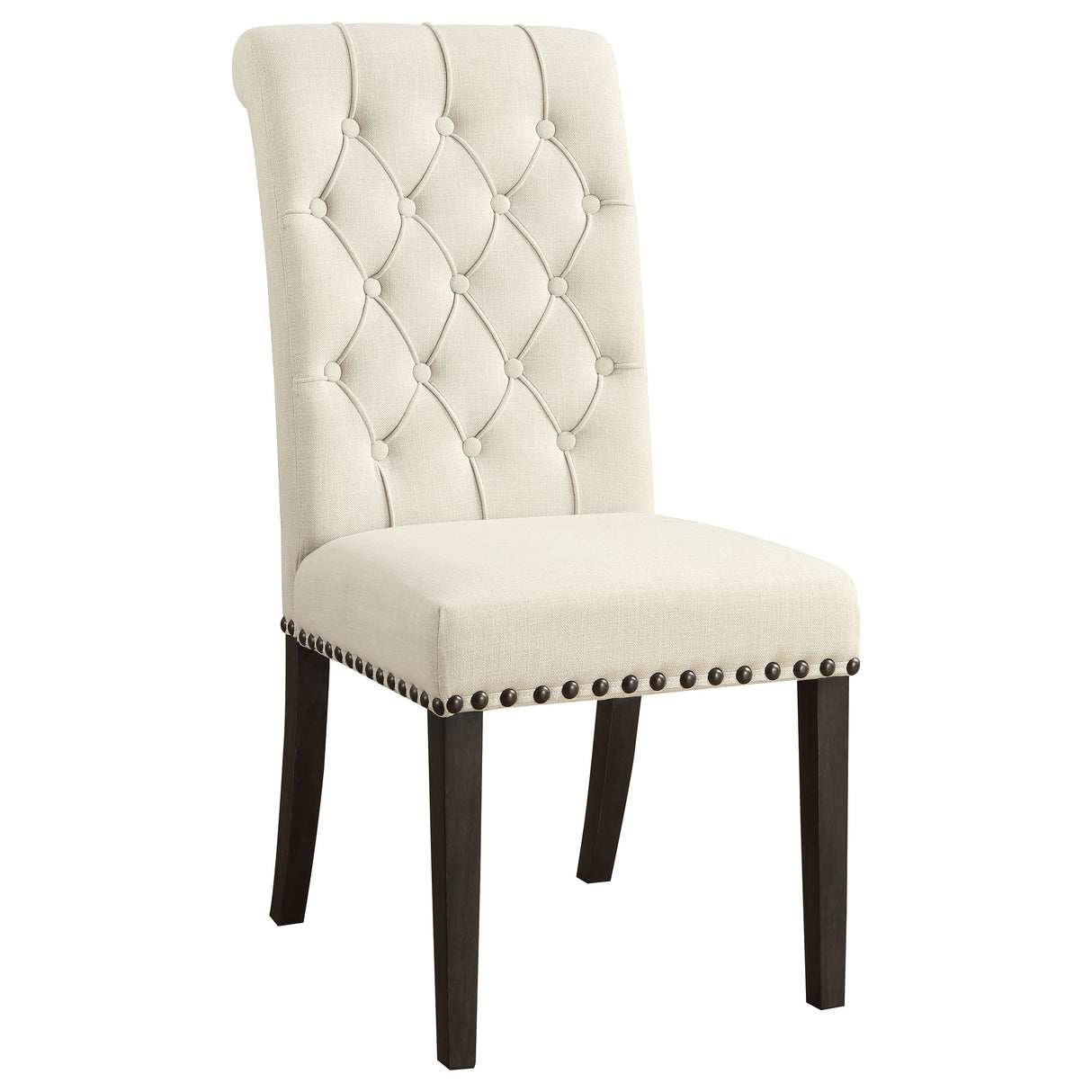 Alana Upholstered Dining Side Chair, Beige and Smokey Black