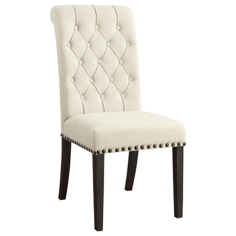 Alana Upholstered Dining Side Chair, Beige and Smokey Black