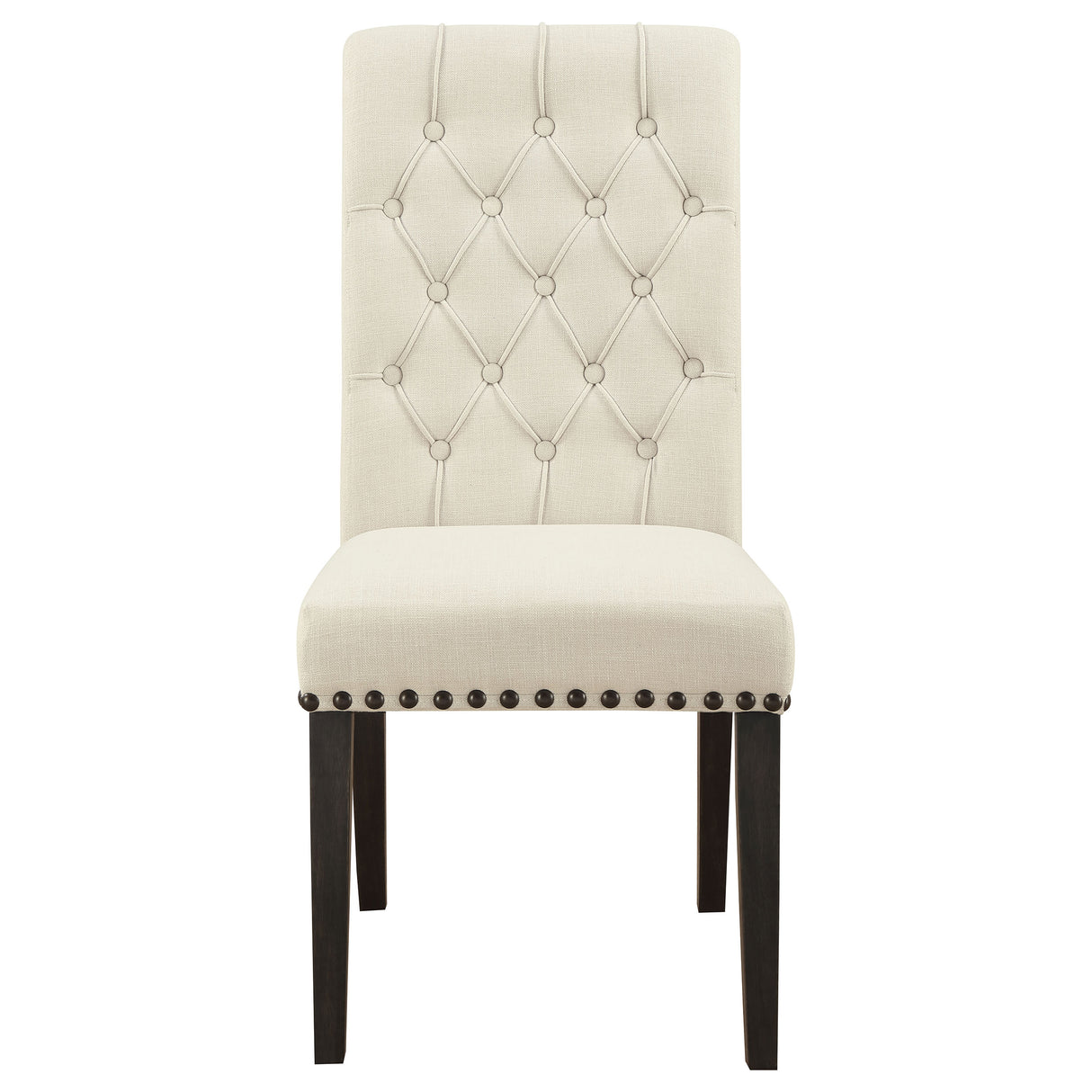 Alana Upholstered Dining Side Chair, Beige and Smokey Black