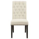 Alana Upholstered Dining Side Chair, Beige and Smokey Black