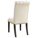 Alana Upholstered Dining Side Chair, Beige and Smokey Black