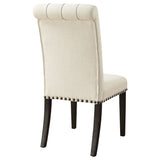 Alana Upholstered Dining Side Chair, Beige and Smokey Black