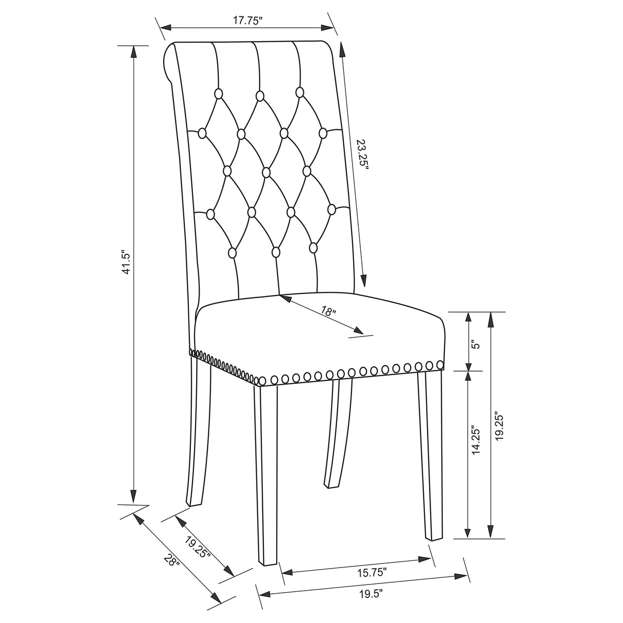 Alana Upholstered Dining Side Chair, Beige and Smokey Black