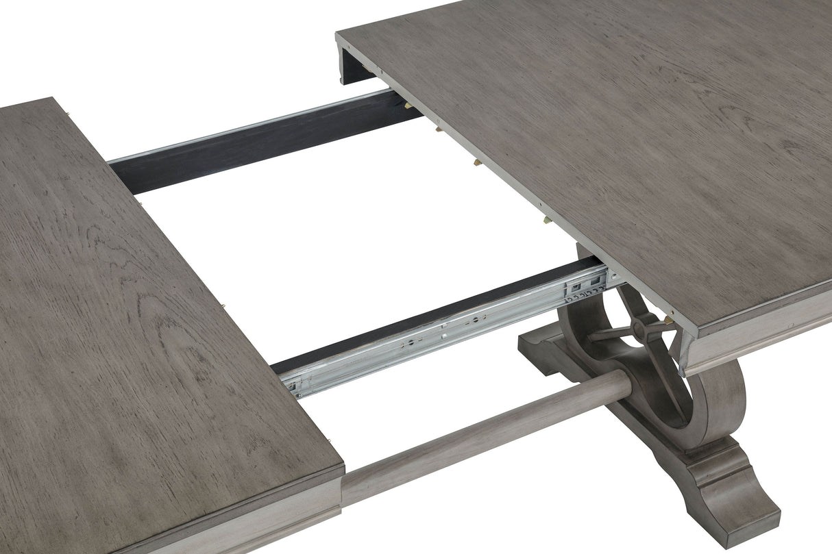 Cresswell 104" Double Pedestal Extension Dining Table, Weathered Taupe