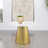 Ambrose Round 50-Inch Marble Top Dining Table, Brushed Gold