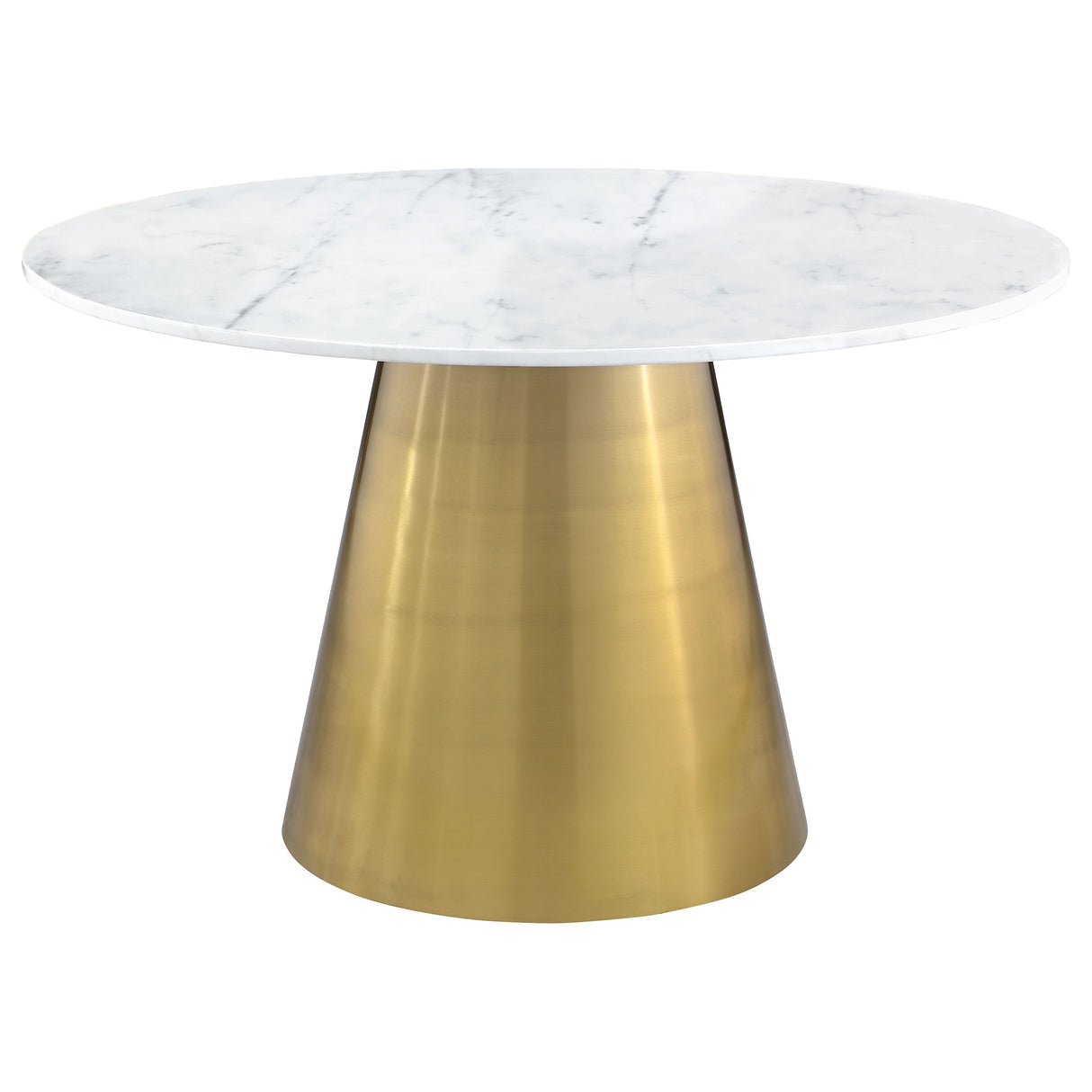 Ambrose Round 50-Inch Marble Top Dining Table, Brushed Gold