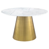 Ambrose Round 50-Inch Marble Top Dining Table, Brushed Gold