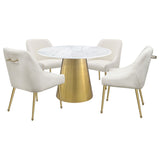 Ambrose Round 50-Inch Marble Top Dining Table, Brushed Gold