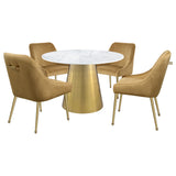 Ambrose Round 50-Inch Marble Top Dining Table, Brushed Gold