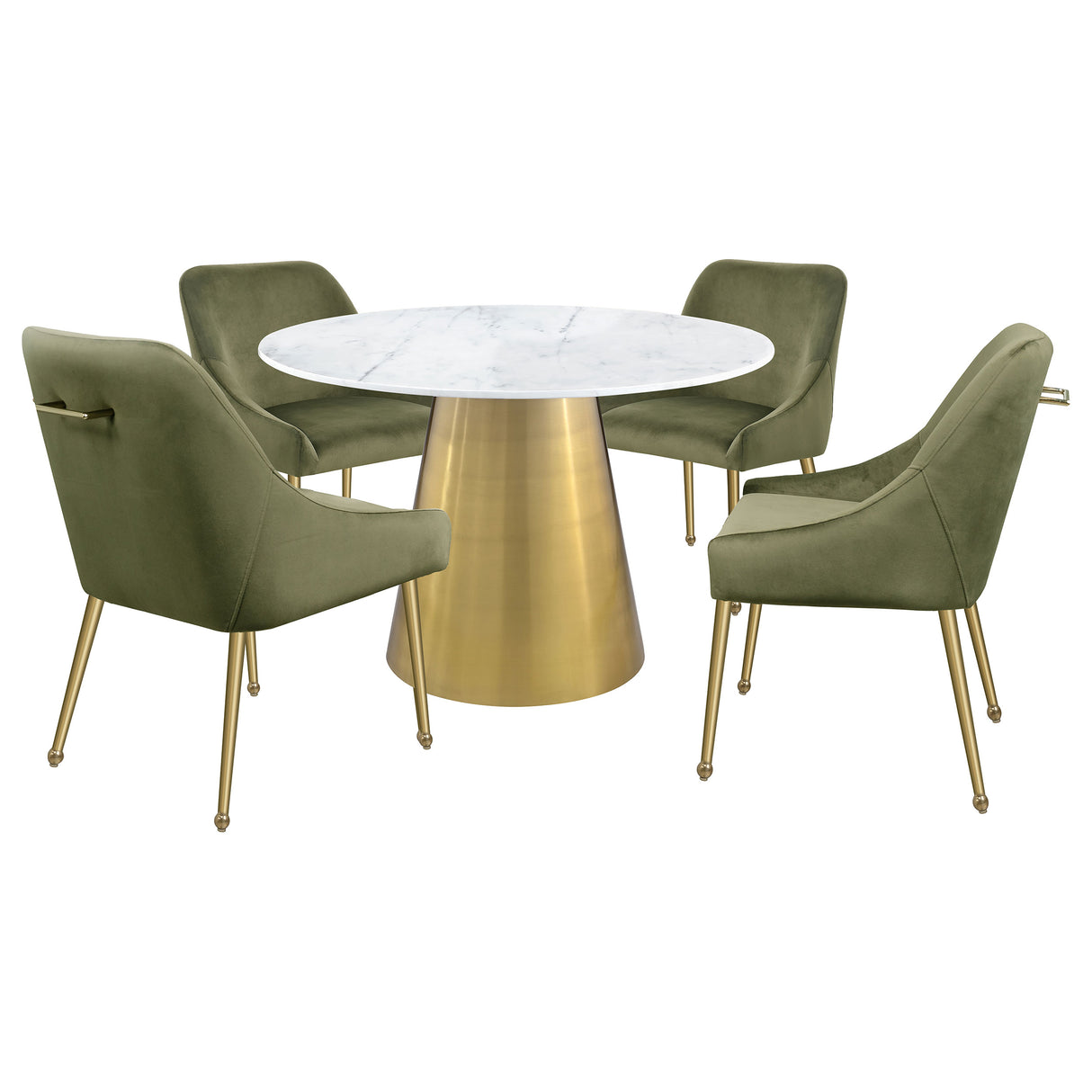 Ambrose Round 50-Inch Marble Top Dining Table, Brushed Gold