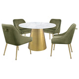 Ambrose Round 50-Inch Marble Top Dining Table, Brushed Gold