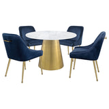 Ambrose Round 50-Inch Marble Top Dining Table, Brushed Gold