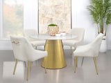 Ambrose Round 50-Inch Marble Top Dining Table, Brushed Gold