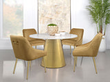 Ambrose Round 50-Inch Marble Top Dining Table, Brushed Gold