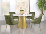 Ambrose Round 50-Inch Marble Top Dining Table, Brushed Gold