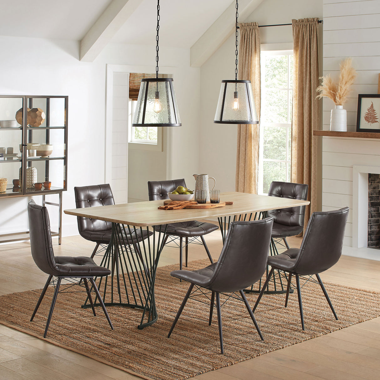 Aiken Faux Leather Dining Chair, Dark Brown (Set of 4)