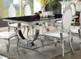 Antoine Rectangular 95-Inch Glass Top Dining Table Black