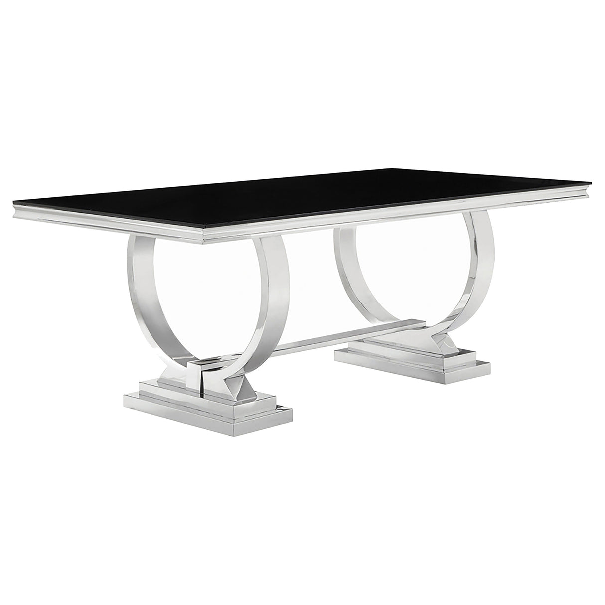 Antoine Rectangular 95-Inch Glass Top Dining Table Black