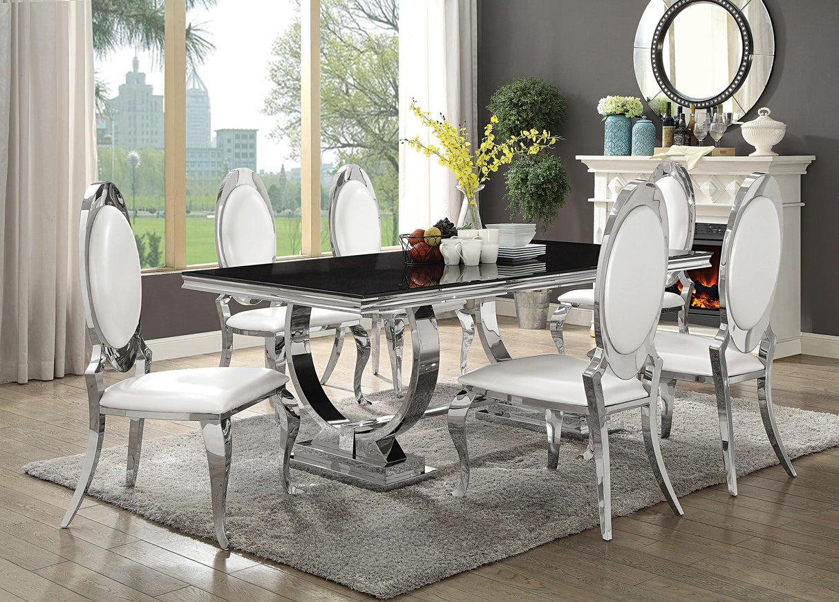 Antoine Rectangular 95-Inch Glass Top Dining Table Black