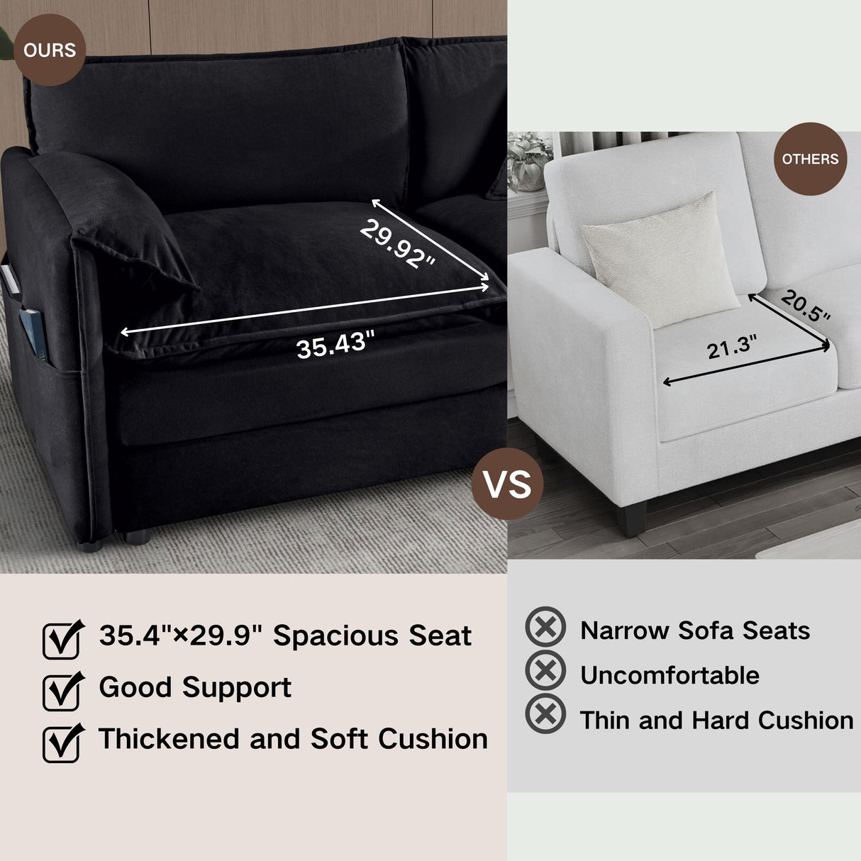 Modern Upholstered Loveseat And Armchair Set With Pillows