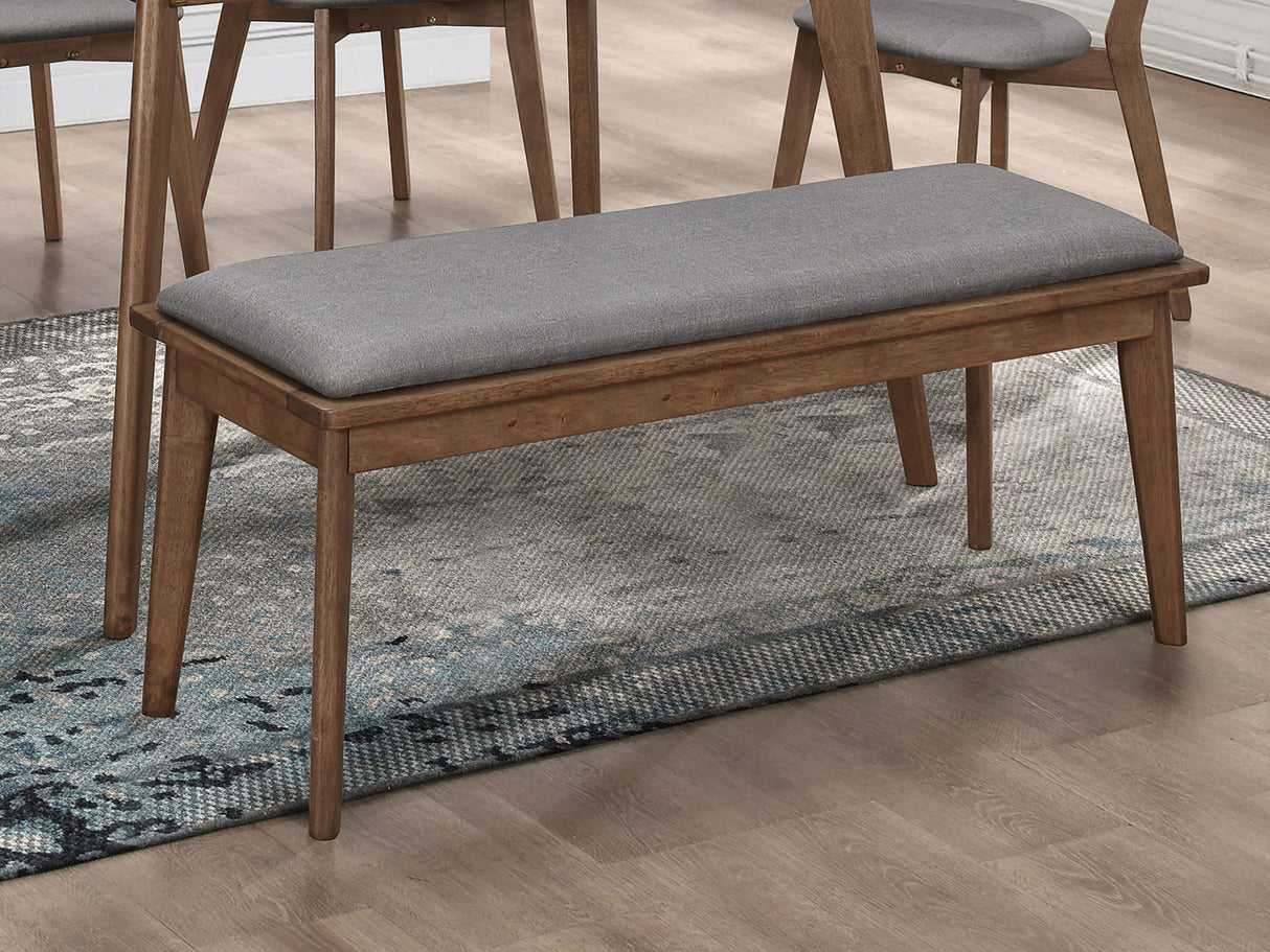 Alfredo Upholstered Dining Bench Grey Natural Walnut