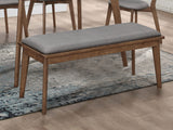 Alfredo Upholstered Dining Bench Grey Natural Walnut