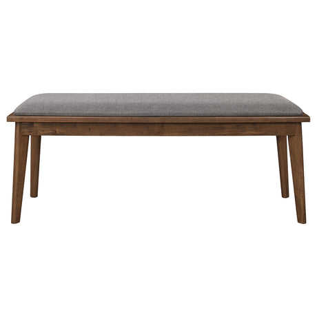 Alfredo Upholstered Dining Bench Grey Natural Walnut