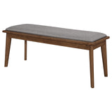 Alfredo Upholstered Dining Bench Grey Natural Walnut