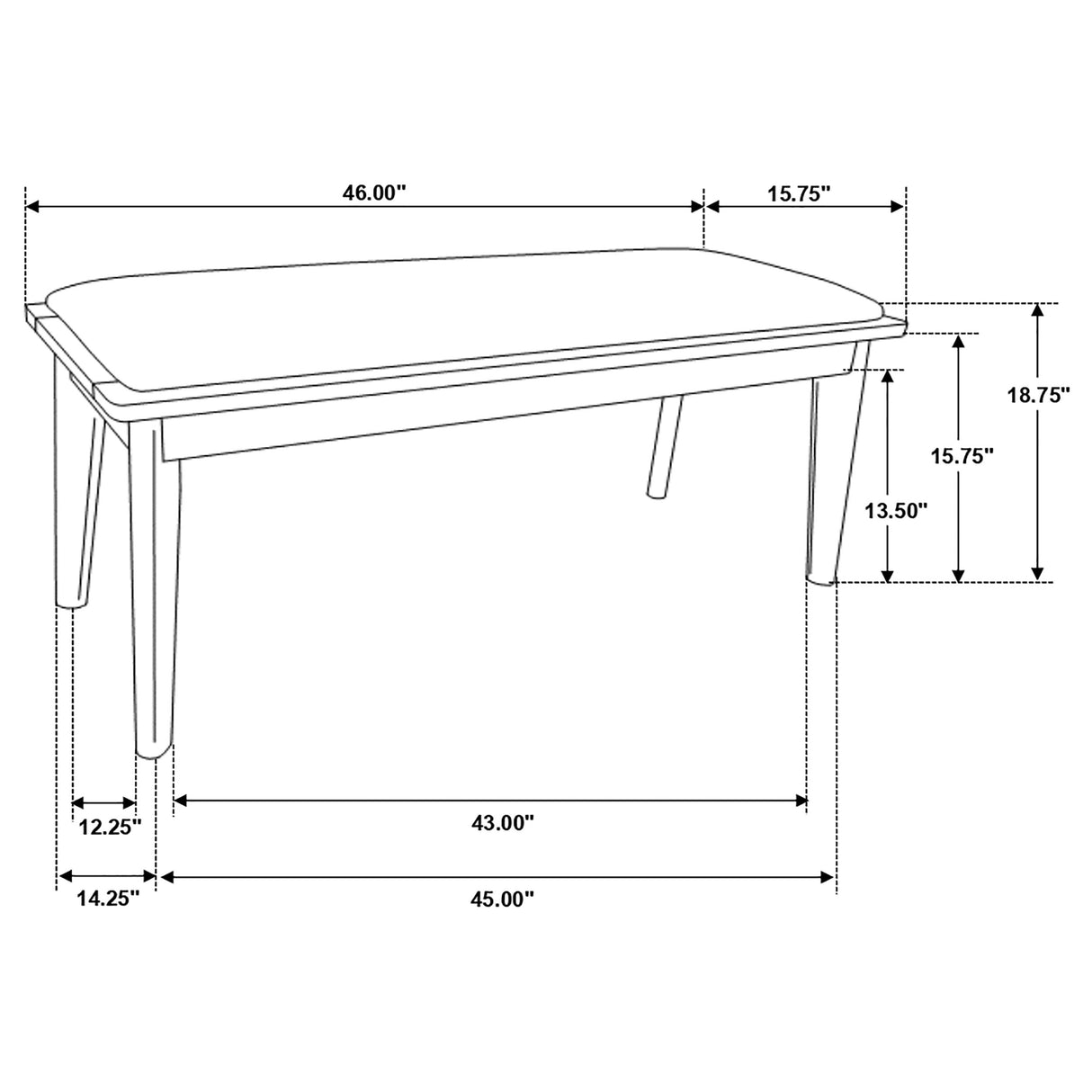 Alfredo Upholstered Dining Bench Grey Natural Walnut