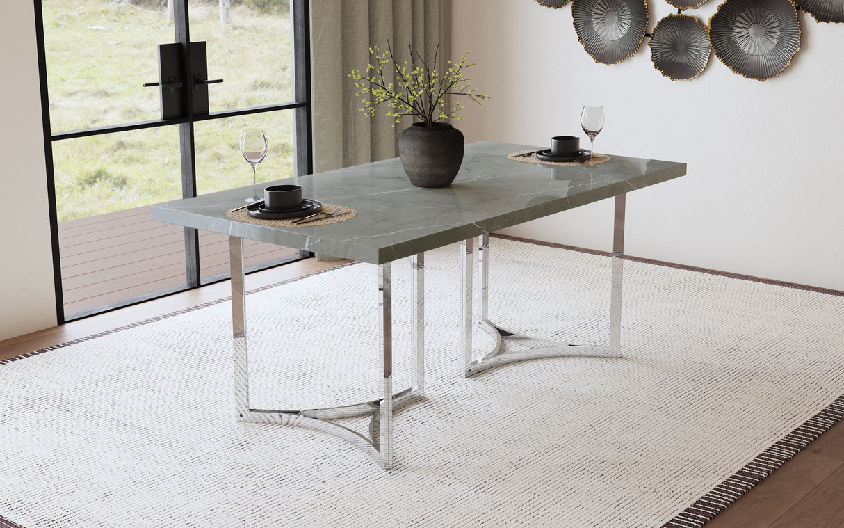 Sterling 72-Inch Grey Faux Marble Dining Table